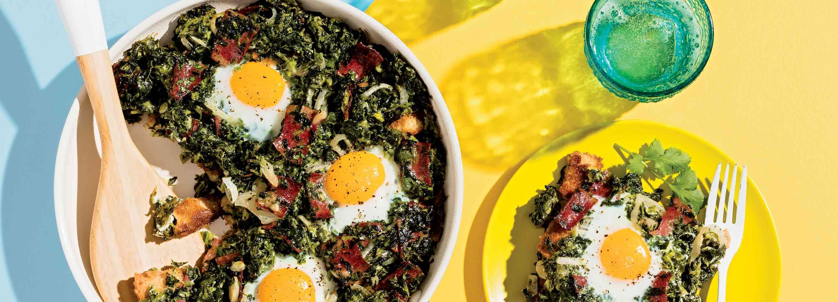 One-Pan Baked Eggs & Greens