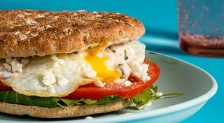 Egg Sandwich with Tomato, Feta & Rosemary Yogurt Aioli